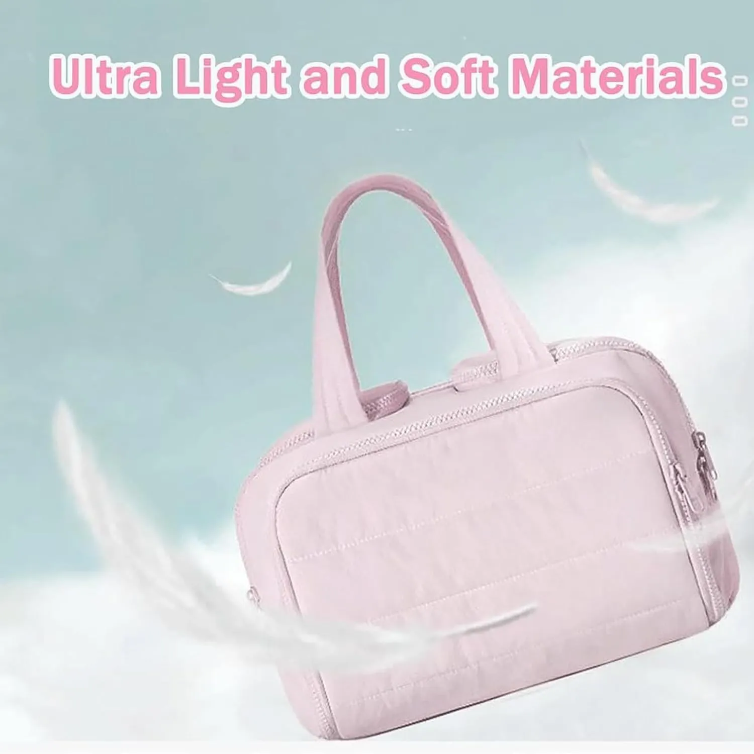 4-In-1 Puffy Multi-Functional Toiletry Bag for Women, Lightweight Large Wide-Open Large Toiletry Bags for Women, Cosmetic Makeup Bag Organizer with Handle for Accessories (Black)