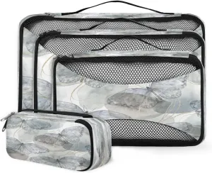 4 Set Packing Cubes Modern Butterfly Pattern Travel Accessories Mesh Organizer Bag Luggage Travel Essentials for Carry on Suitcases