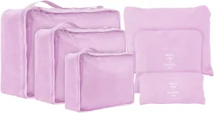 6 Set Compression Packing Cubes For Travel,Lightweight Travel Essentials,Luggage Organizers for Suitcase,Travel Accessories Bags for Clothes,Shoes,Electronics,Cosmetics Toiletries (Light Pink)
