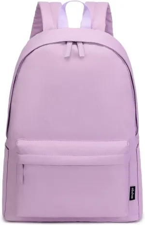 abshoo Lightweight Plain Teen Girls Backpacks for School Solid Color Women College Boobags (Light Purple)