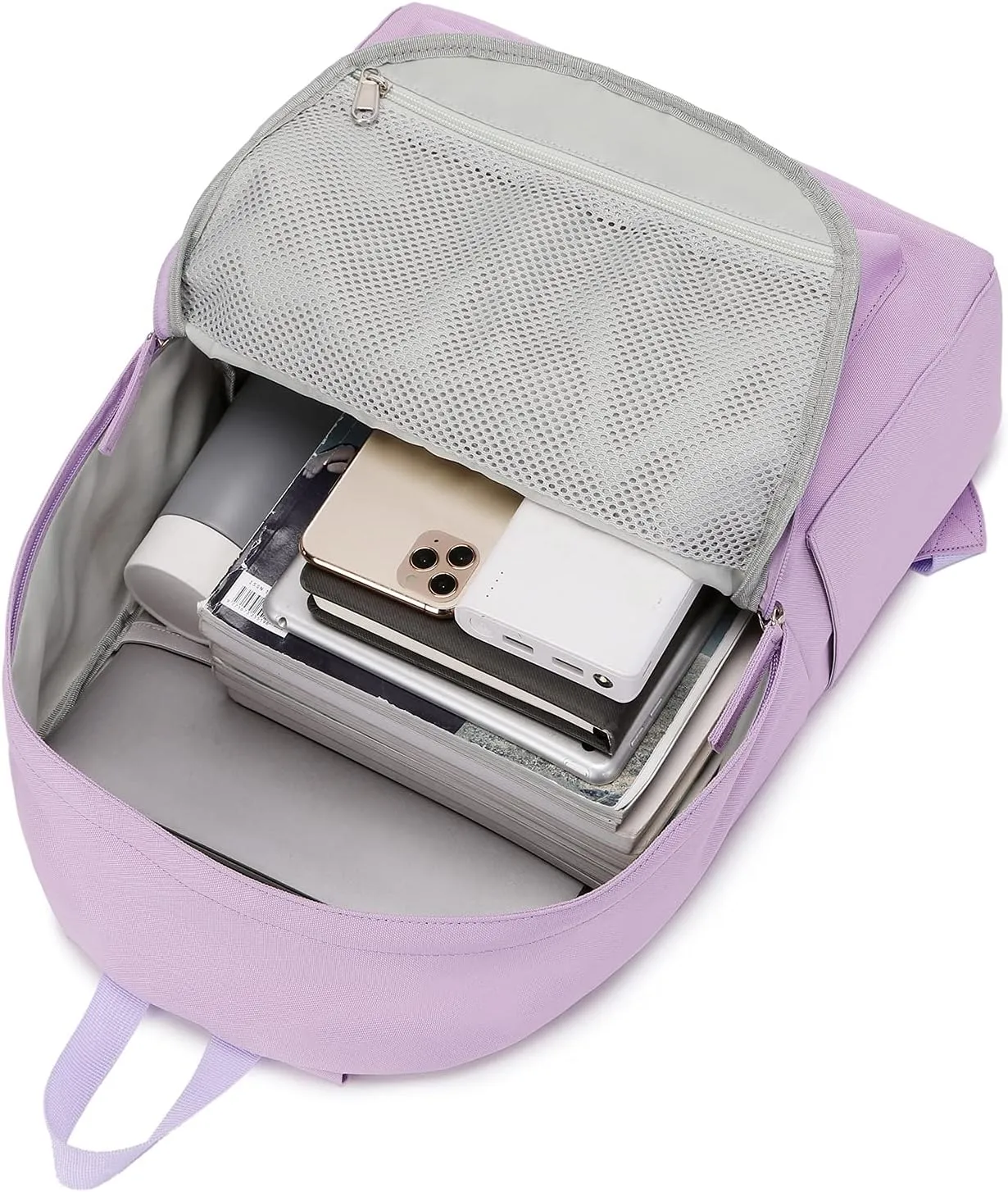 abshoo Lightweight Plain Teen Girls Backpacks for School Solid Color Women College Boobags (Light Purple)