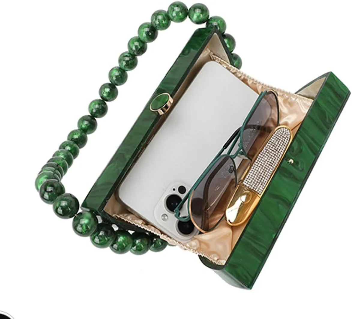 Acrylic Clutch Purses for Women Cute Bead Evening Handbag Chic Trendy Evening Clutch Bag for Party Prom Wedding 2025