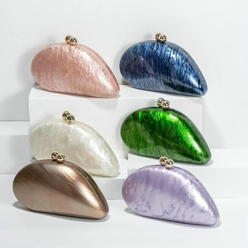 Acrylic Evening Clutch Purses Women Shell-shaped Evening Handbag Chic Evening Clutch Bag with Chain for Prom Wedding 2025