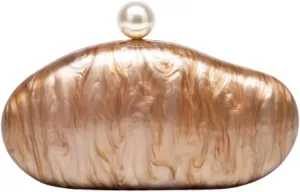 Acrylic Pearl Clutch Purses Women Shell Evening Handbag Chic Evening Clutch Bag with Chain for Party Prom Wedding