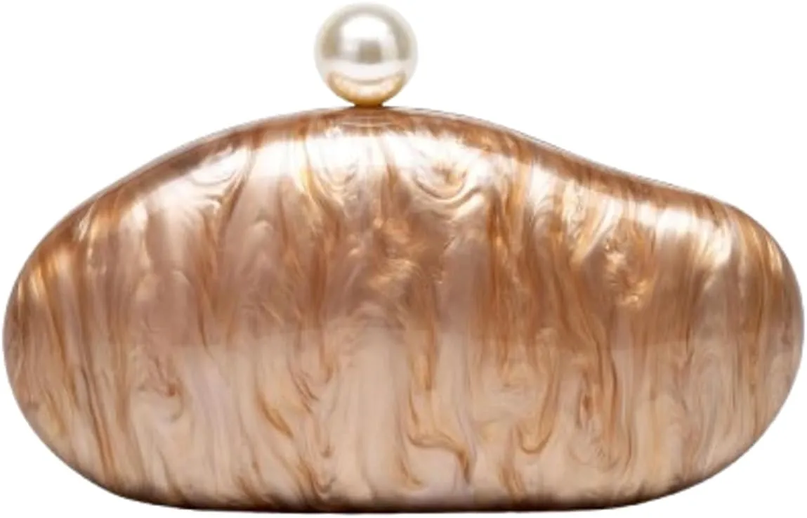 Acrylic Pearl Clutch Purses Women Shell Evening Handbag Chic Evening Clutch Bag with Chain for Party Prom Wedding