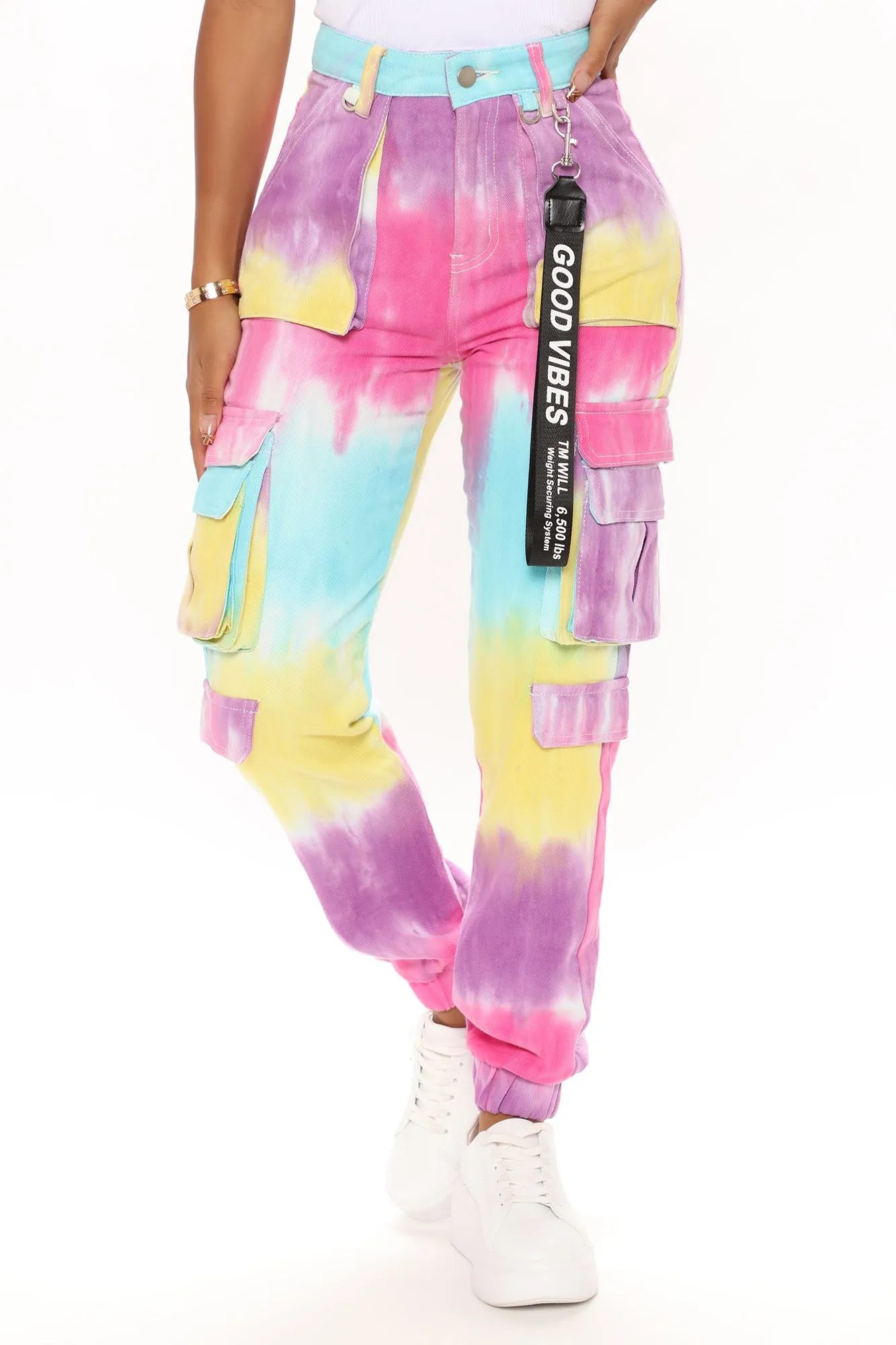 All Good Vibes Tie Dye Denim Joggers - Multi Color