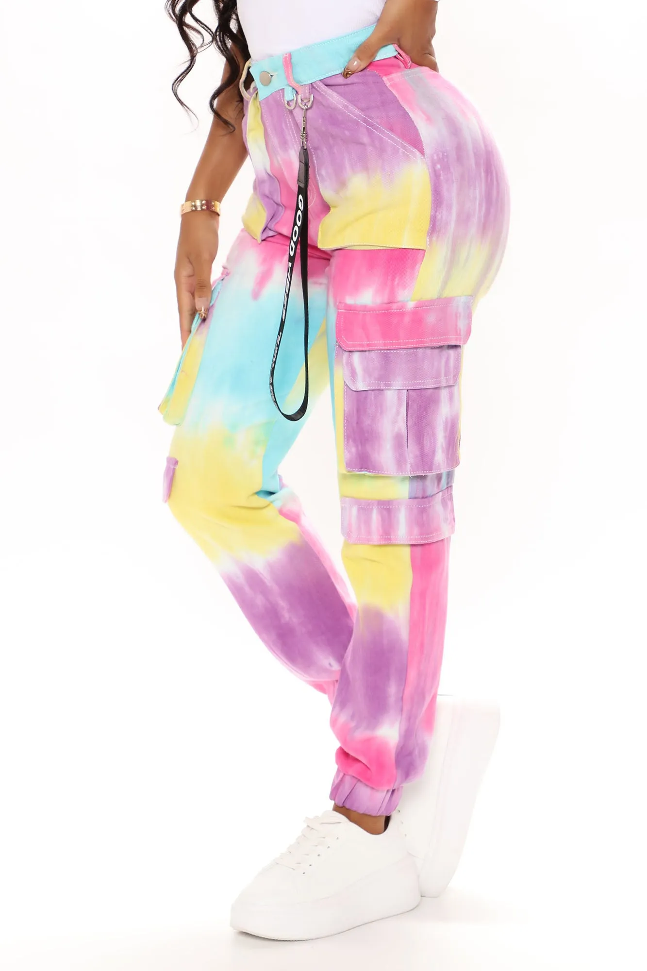 All Good Vibes Tie Dye Denim Joggers - Multi Color