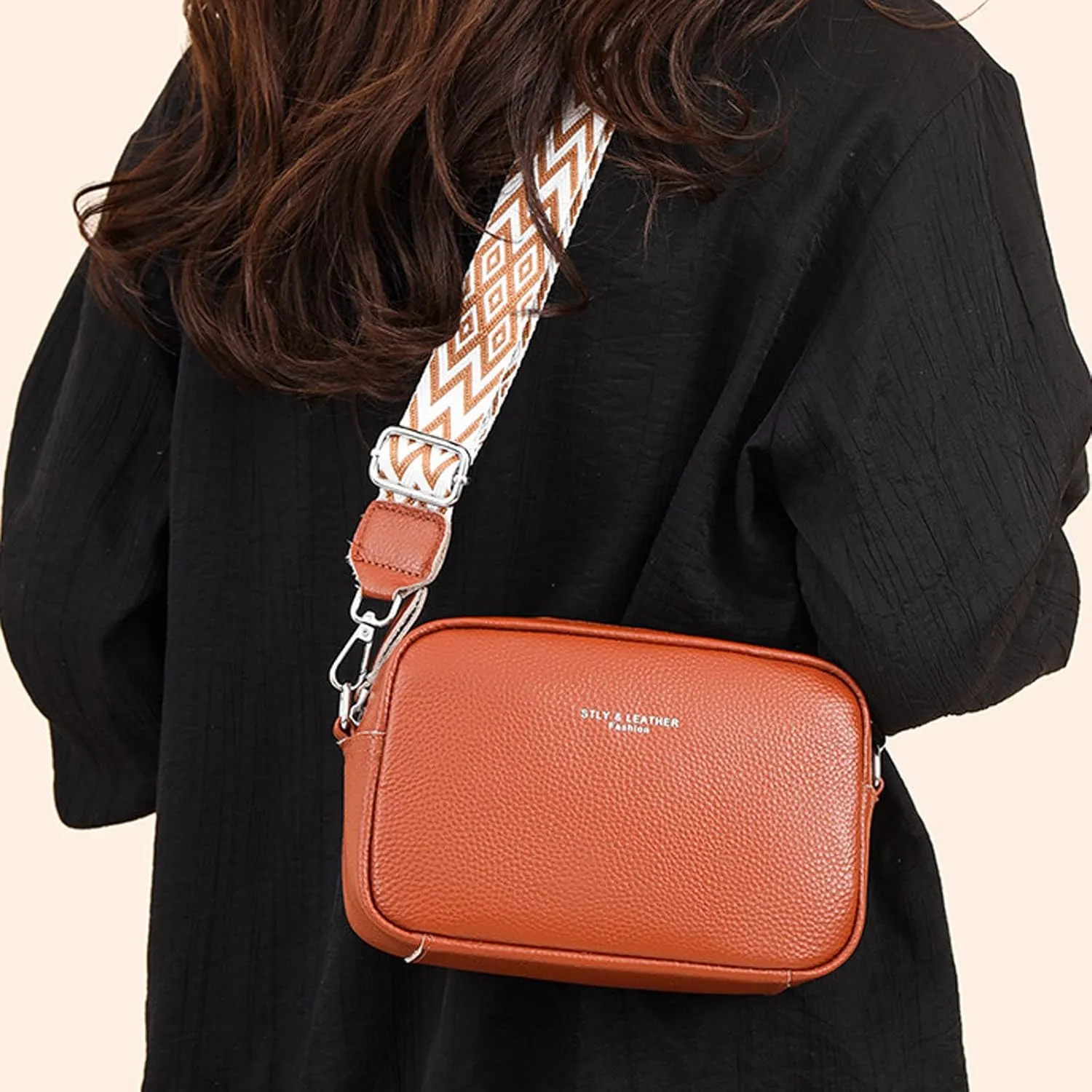 Anti Theft Crossbody Bags for Women Crossbody Purses and Handbags Lightweight Pocketbook Multi Compartment Purse(Brown)