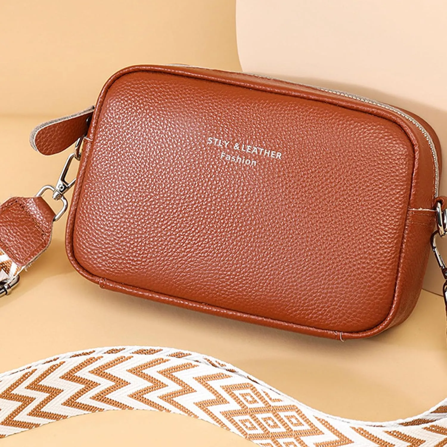 Anti Theft Crossbody Bags for Women Crossbody Purses and Handbags Lightweight Pocketbook Multi Compartment Purse(Brown)