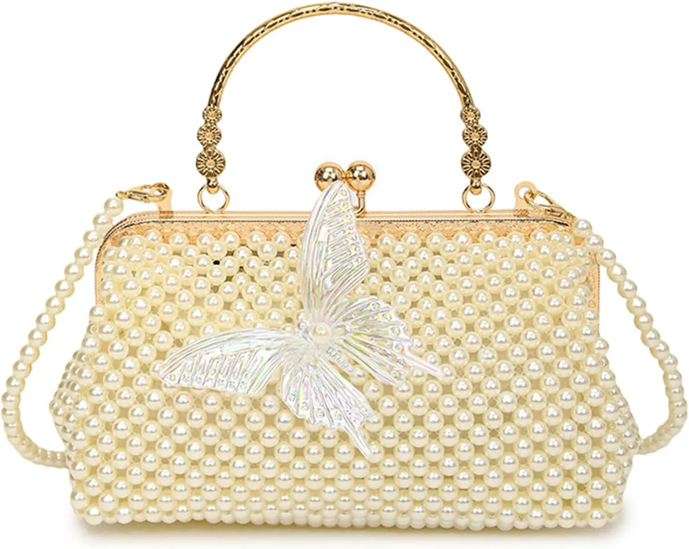 Beaded Purse Butterfly Beaded Crossbody Bags for Women Y2K Cute Bag Fashion Purse with Rope Strap Party Daily Streetwear Bags