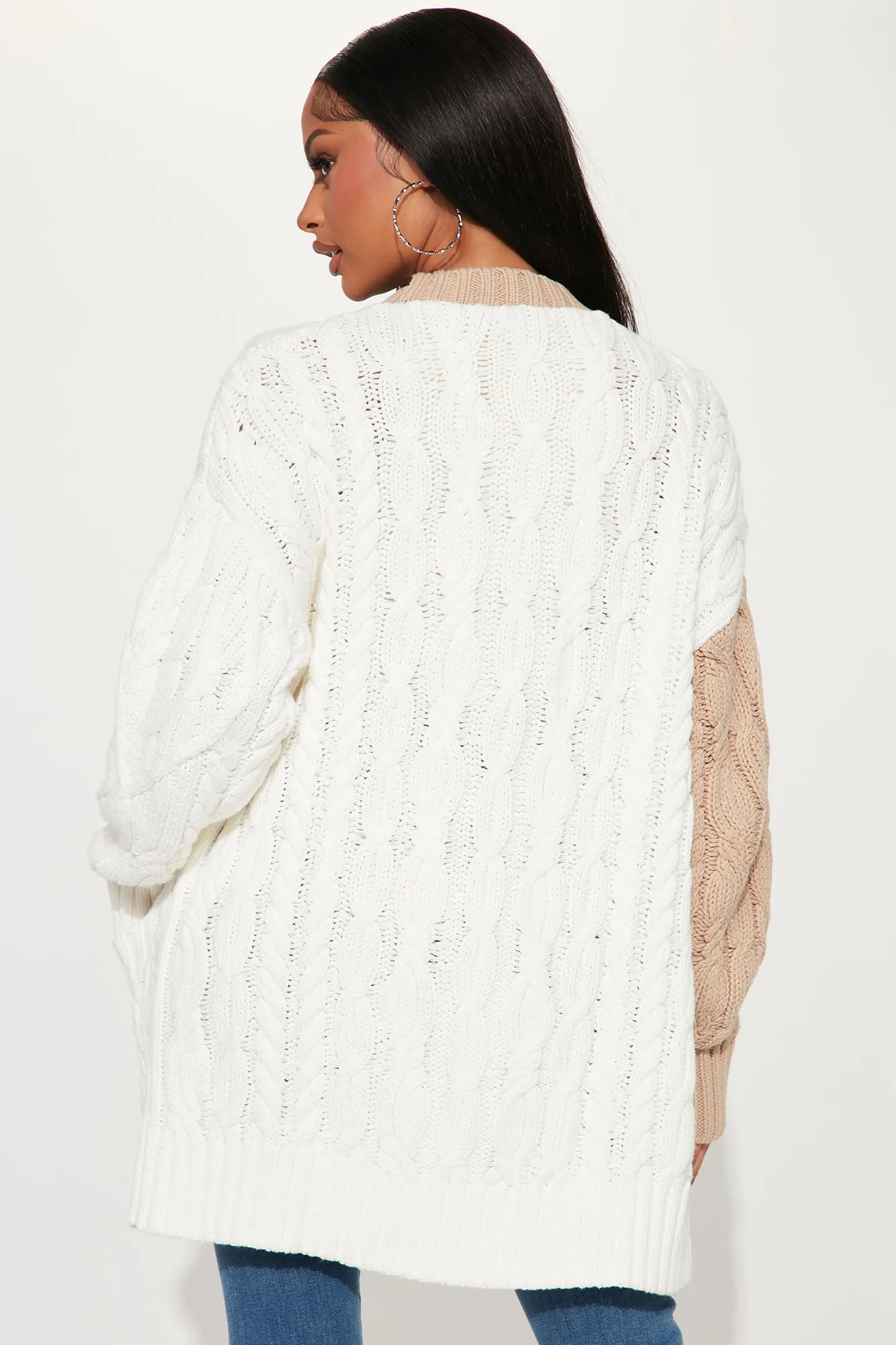 Beginner's Luck Cable Knit Cardigan - Ivory/combo