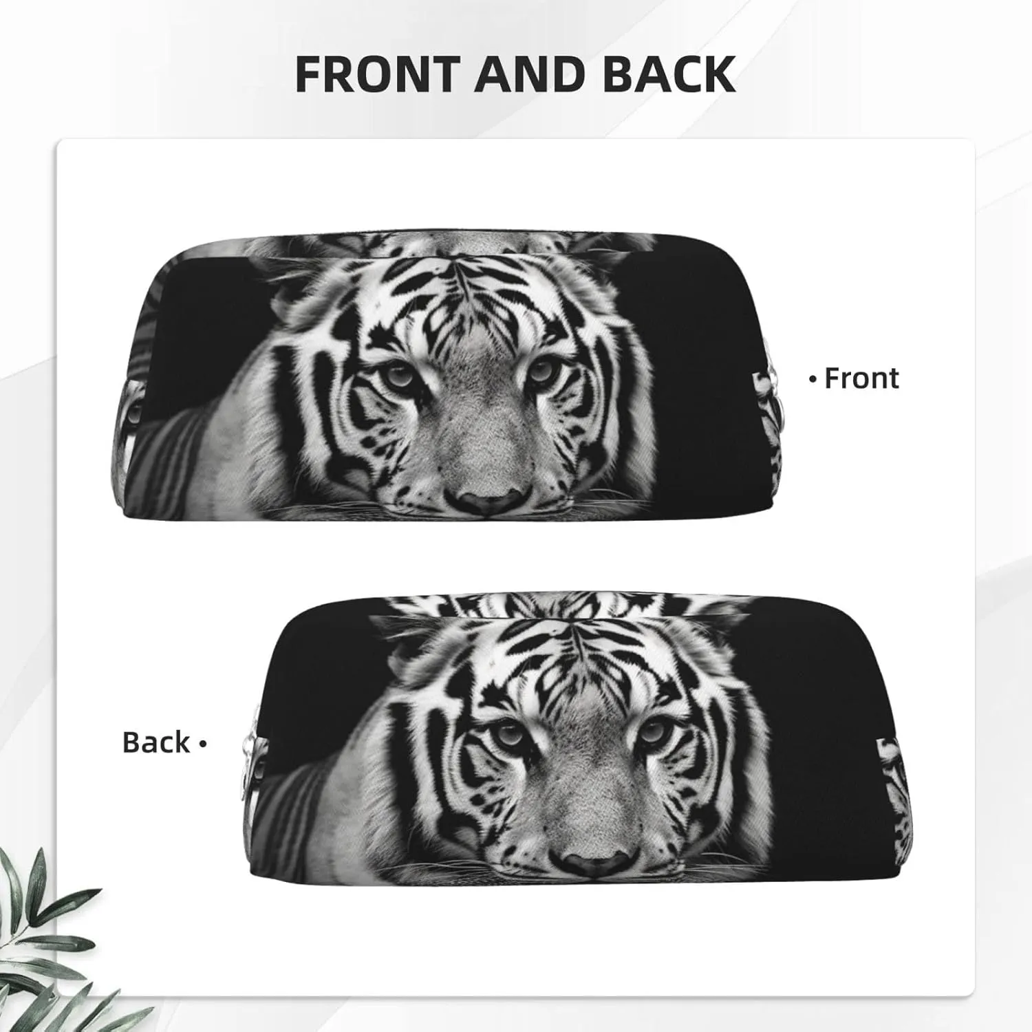 Black and white tiger Makeup Bag Travel Cosmetic Bag for Women Men Pencil Case Zipper Toiletry Bag Purse
