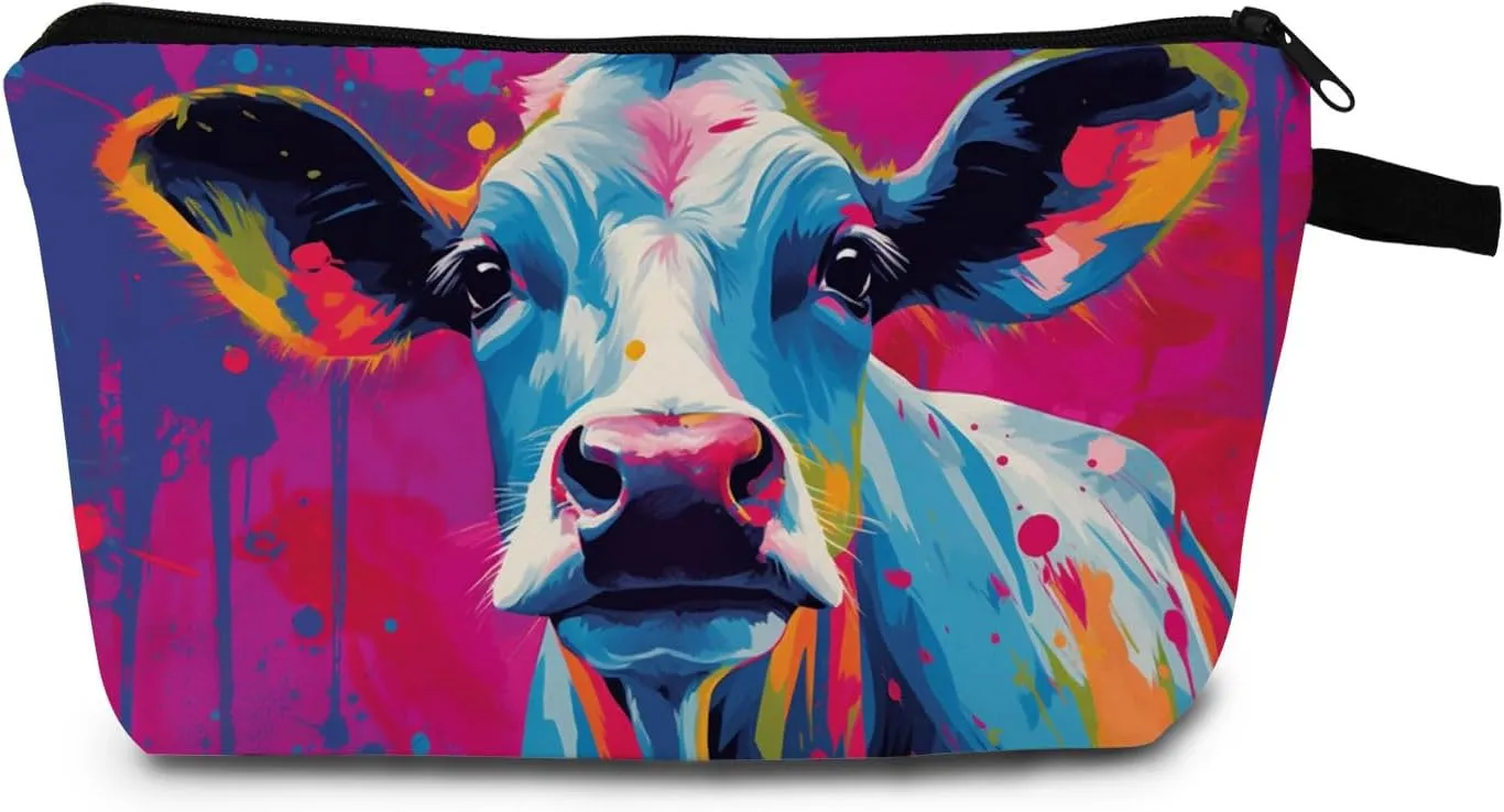 Blue Cow Modern Artistry Cosmetic Bag | Small Zipper Organizer Makeup Bag Gift for Birthdays, Holiday