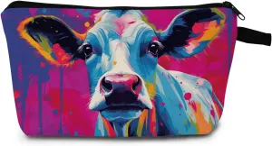 Blue Cow Modern Artistry Cosmetic Bag | Small Zipper Organizer Makeup Bag Gift for Birthdays, Holiday