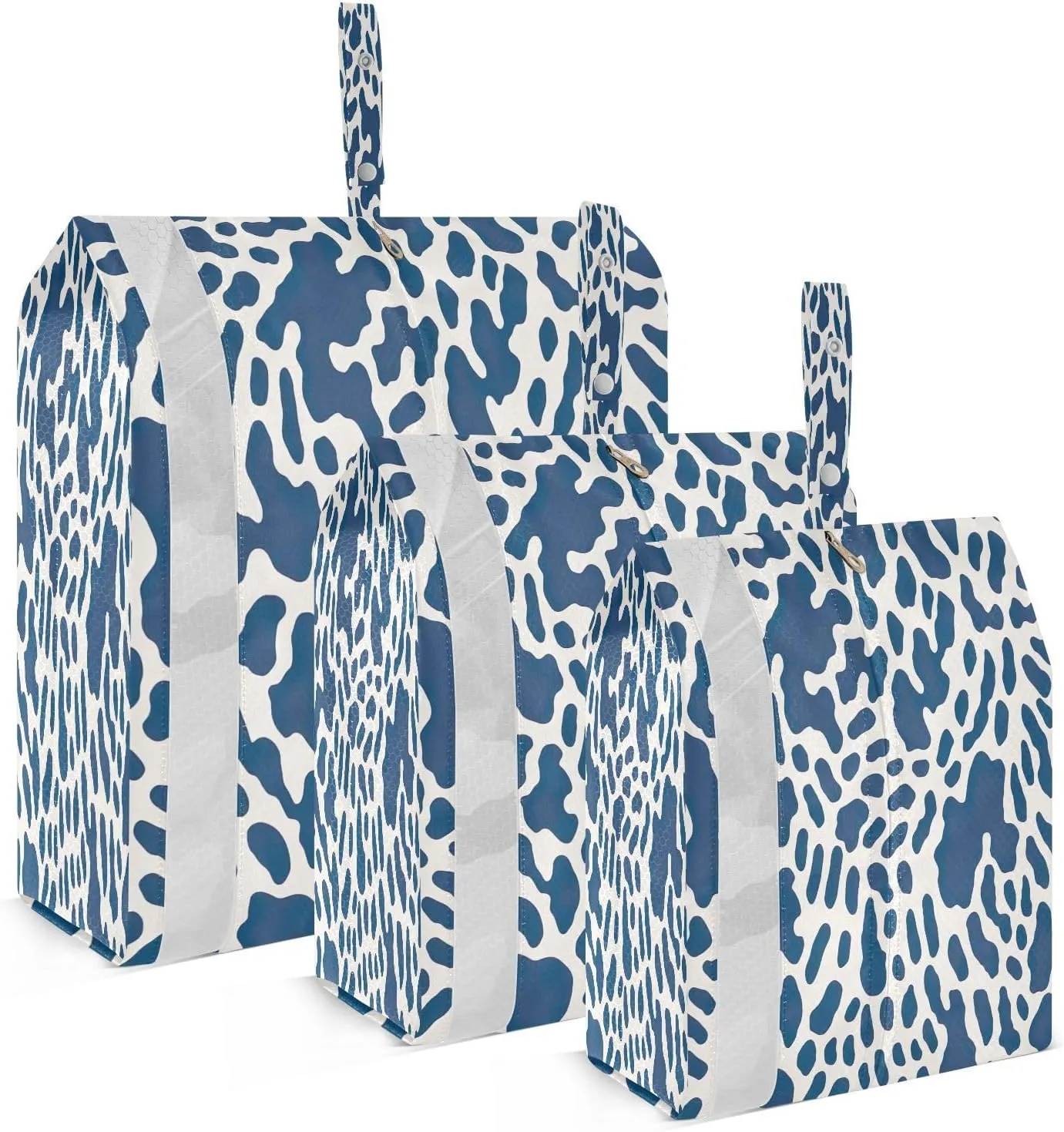 Blue Leopard Modern Packing Cubes for Travel 3 Set Compression Packing Cube Luggage Bags Organizer for Luggage