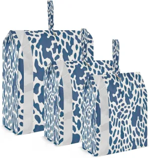 Blue Leopard Modern Packing Cubes for Travel 3 Set Compression Packing Cube Luggage Bags Organizer for Luggage