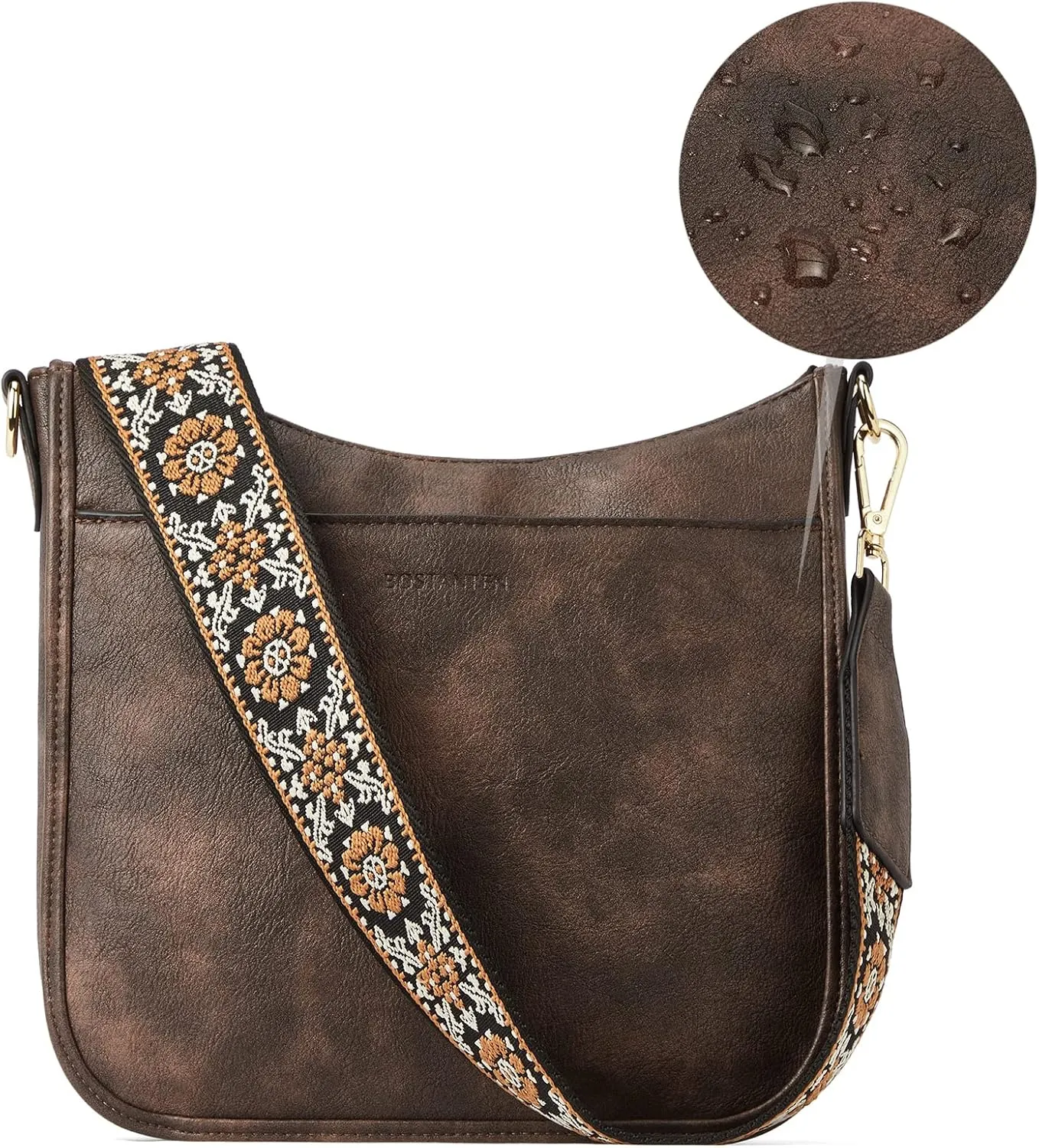 BOSTANTEN Crossbody Bags for Women Trendy Vegan Leather Hobo Purses Shoulder Handbags With Wide Shoulder Strap