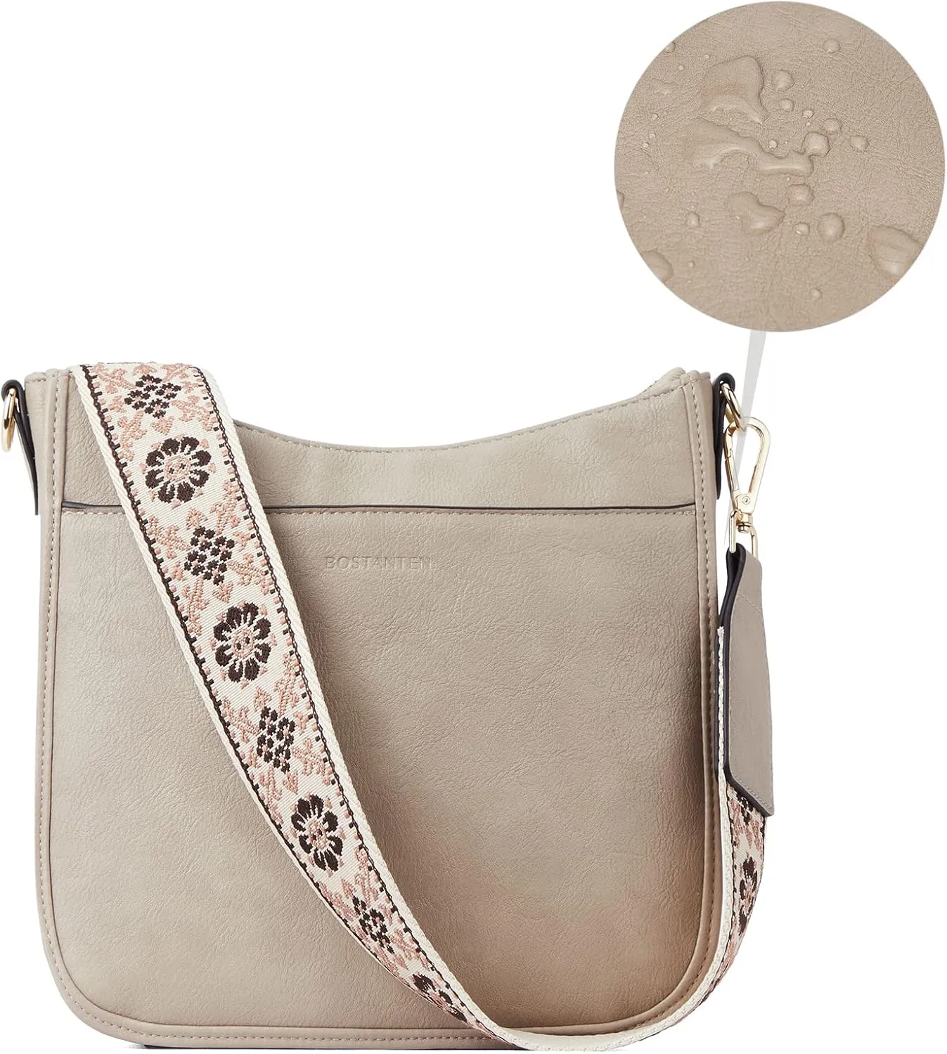 BOSTANTEN Crossbody Bags for Women Trendy Vegan Leather Hobo Purses Shoulder Handbags With Wide Shoulder Strap