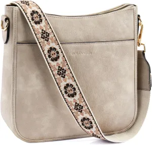 BOSTANTEN Crossbody Bags for Women Trendy Vegan Leather Hobo Purses Shoulder Handbags With Wide Shoulder Strap