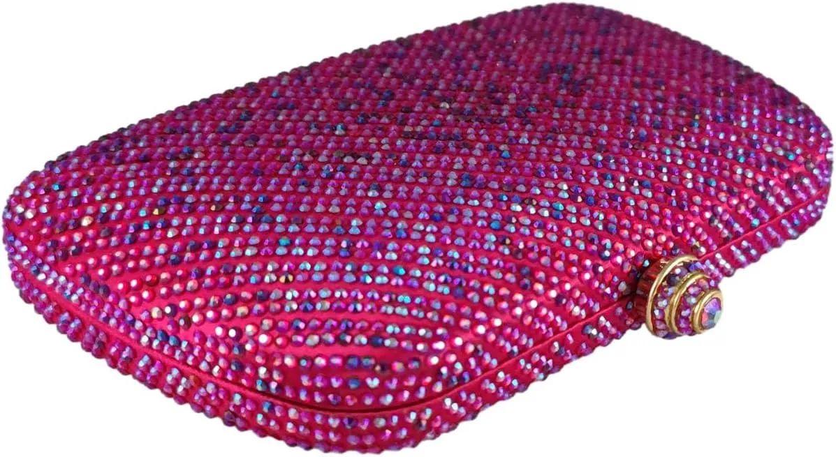 Boutique De FGG D Shape Women Crystal Evening Bags Formal Parties and Weddings Chic Clutch Purse Rhinestone Handbags, Mini