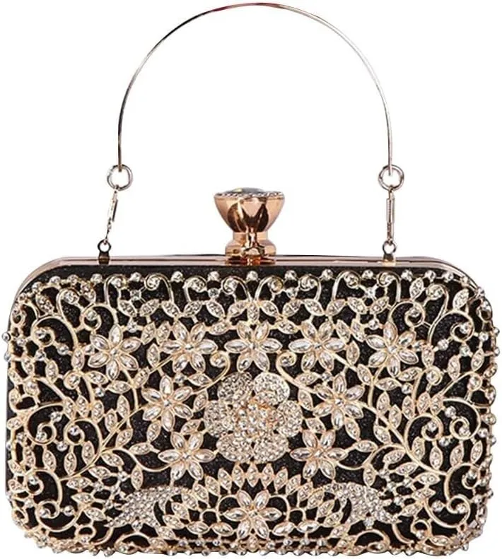 Bridal Wedding Handbag Crystal Clutch Glitter Shoulder Elegant Crossbody Rhinestone Evening for Women