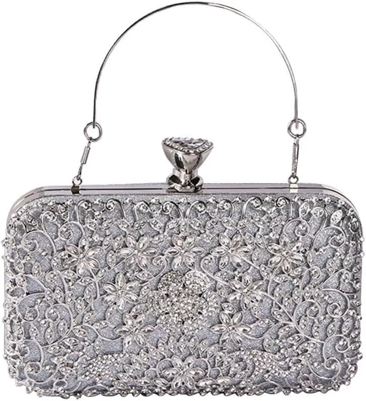 Bridal Wedding Handbag Crystal Clutch Glitter Shoulder Elegant Crossbody Rhinestone Evening for Women