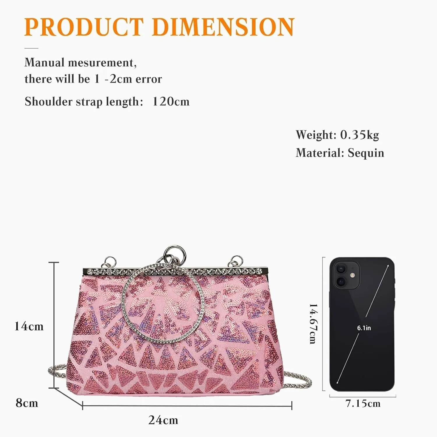 Bridal Wedding Handbag for Women Purse Glitter Rhinestone Crossbody Elegant Crystal Shoulder Evening Clutch