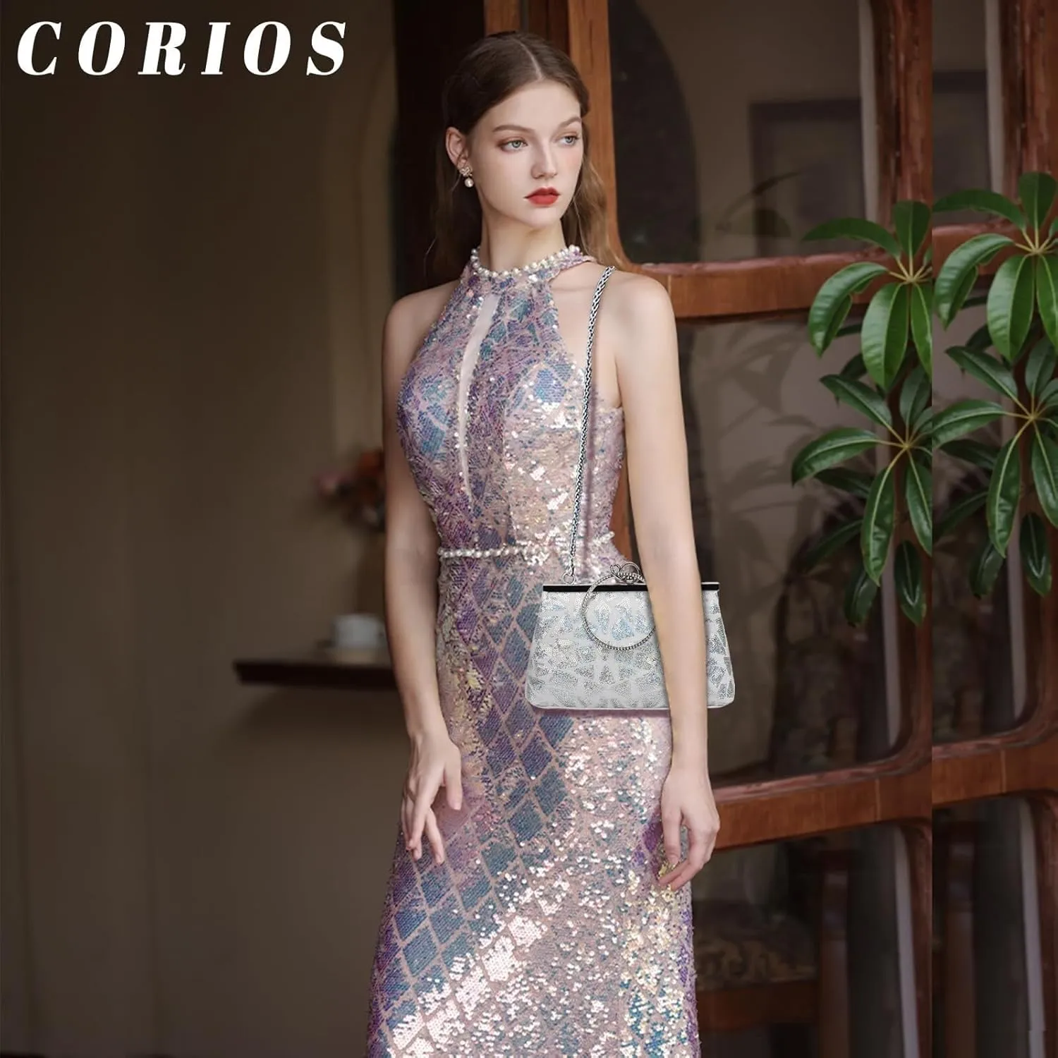 Bridal Wedding Handbag for Women Purse Glitter Rhinestone Crossbody Elegant Crystal Shoulder Evening Clutch