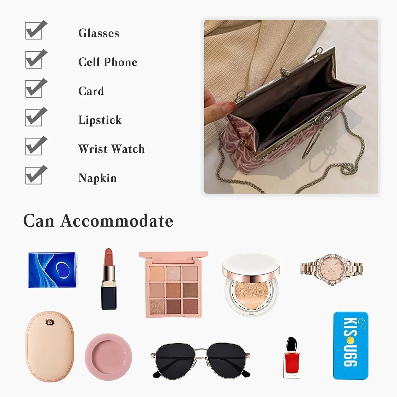 Bridal Wedding Handbag for Women Purse Glitter Rhinestone Crossbody Elegant Crystal Shoulder Evening Clutch