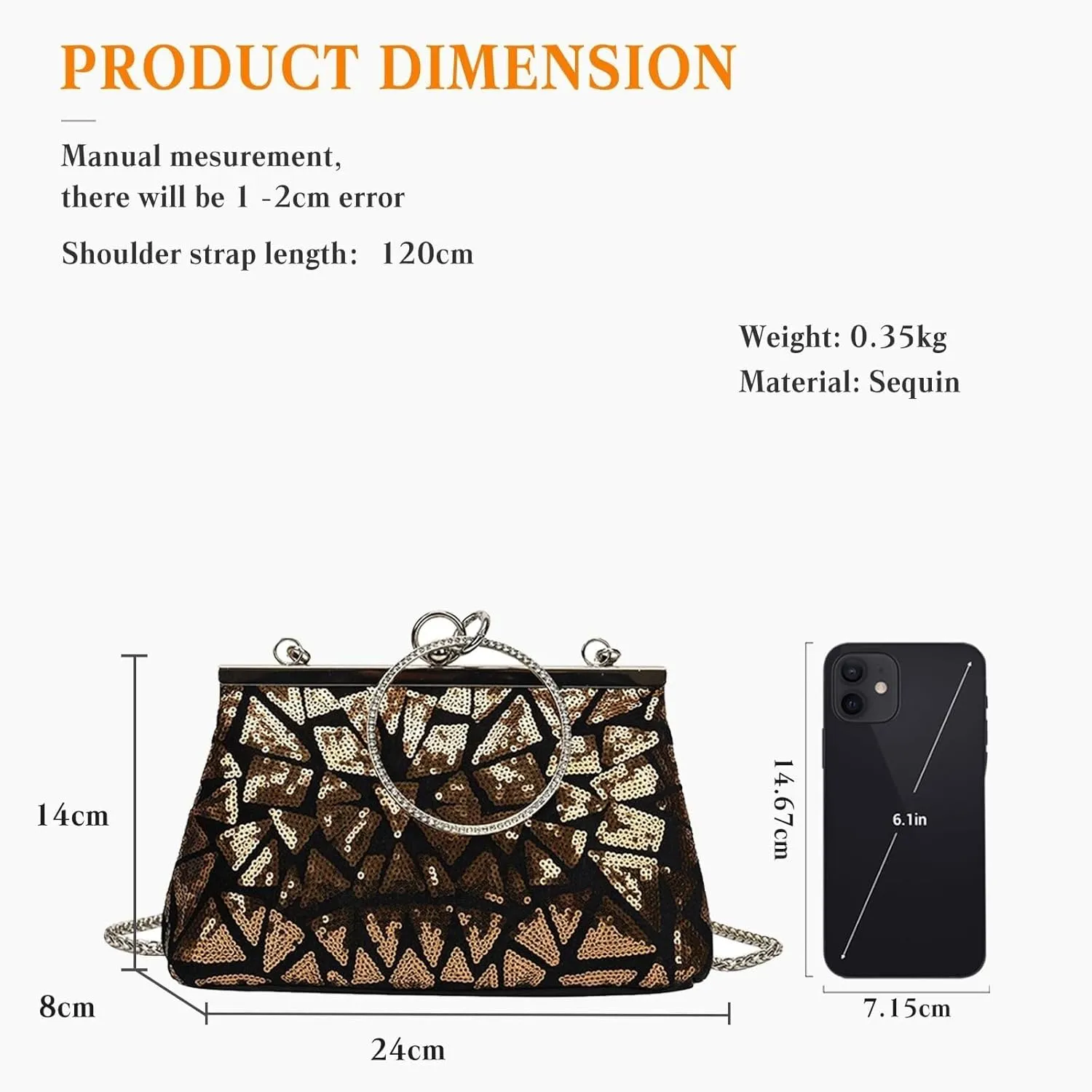 Bridal Wedding Handbag for Women Purse Glitter Rhinestone Crossbody Elegant Crystal Shoulder Evening Clutch
