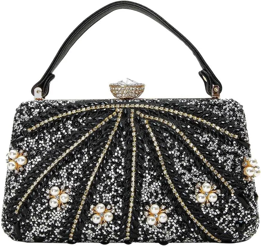 Bridal Wedding Purse Elegant Crossbody Women Evening Rhinestone Clutch Shoulder Sparkly Crystal Handbag Glitter