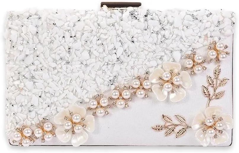 Bridal Wedding Purse Elegant Crossbody Women Evening Rhinestone Clutch Sparkly Crystal Handbag Pearl Beaded Shoulder