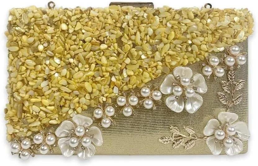 Bridal Wedding Purse Elegant Crossbody Women Evening Rhinestone Clutch Sparkly Crystal Handbag Pearl Beaded Shoulder