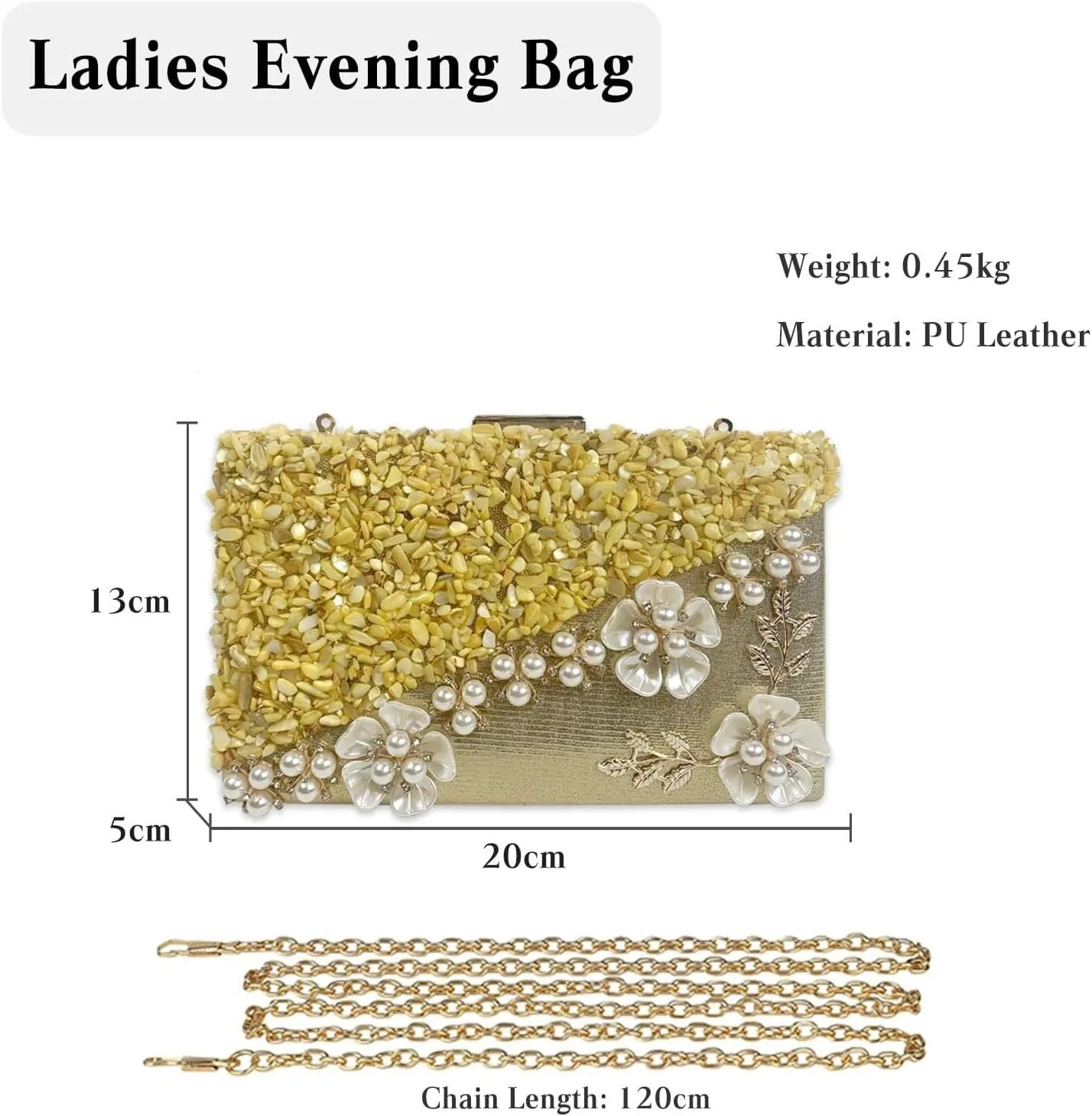 Bridal Wedding Purse Elegant Crossbody Women Evening Rhinestone Clutch Sparkly Crystal Handbag Pearl Beaded Shoulder