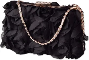 Bridal Wedding Purse Elegant Crossbody Women Rose Shaped Clutch Polyester Handbag Small Shoulder