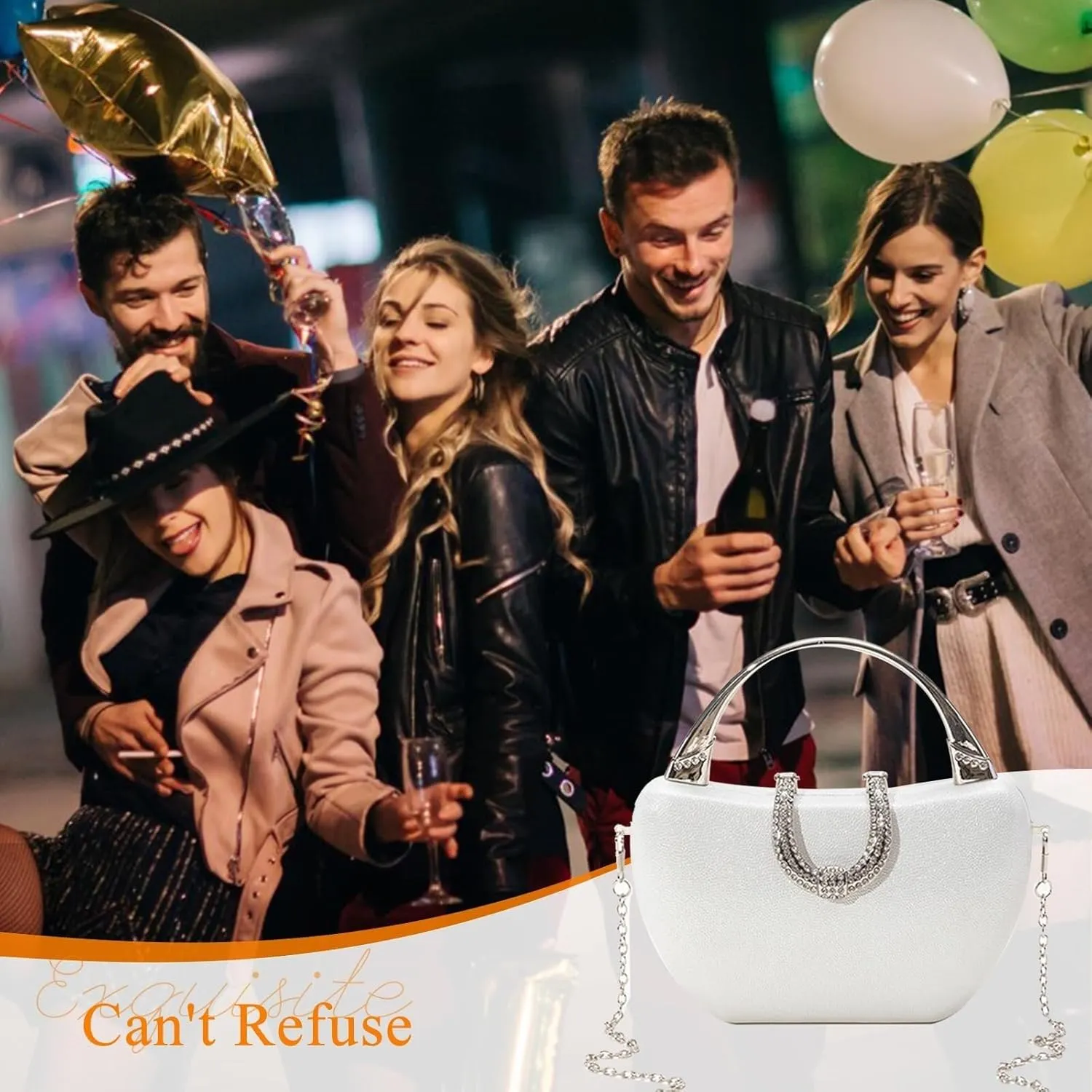 Bridal Wedding Purse Glitter Shoulder Elegant Crossbody Sequin Clutch for Women Rhinestone Crystal Handbag