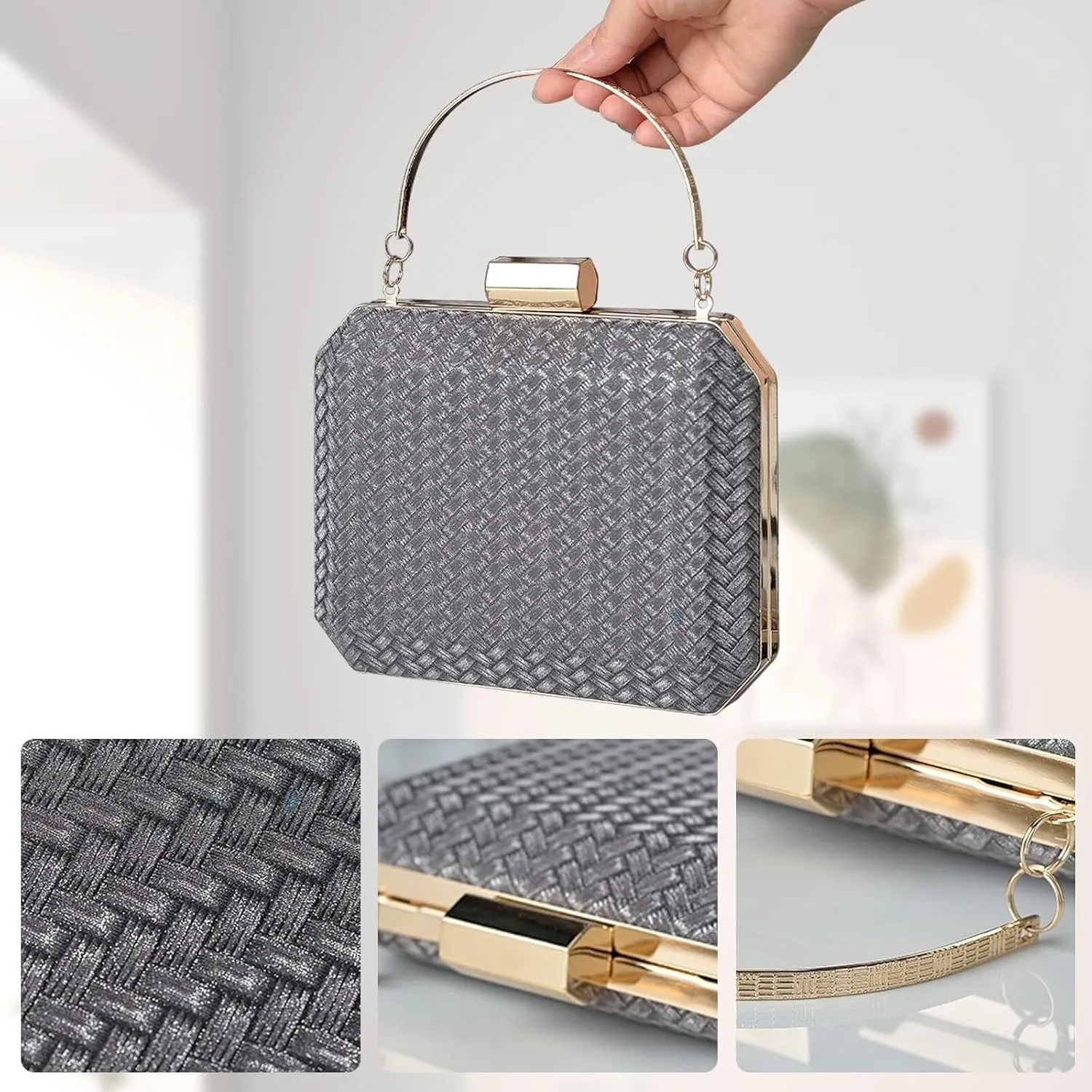 Bridal Wedding Purse Shoulder Elegant Crossbody Small Evening for Women Glitter Clutch Sparkly Handbag