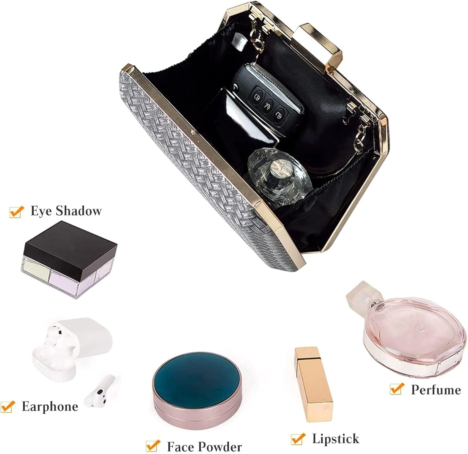 Bridal Wedding Purse Shoulder Elegant Crossbody Small Evening for Women Glitter Clutch Sparkly Handbag