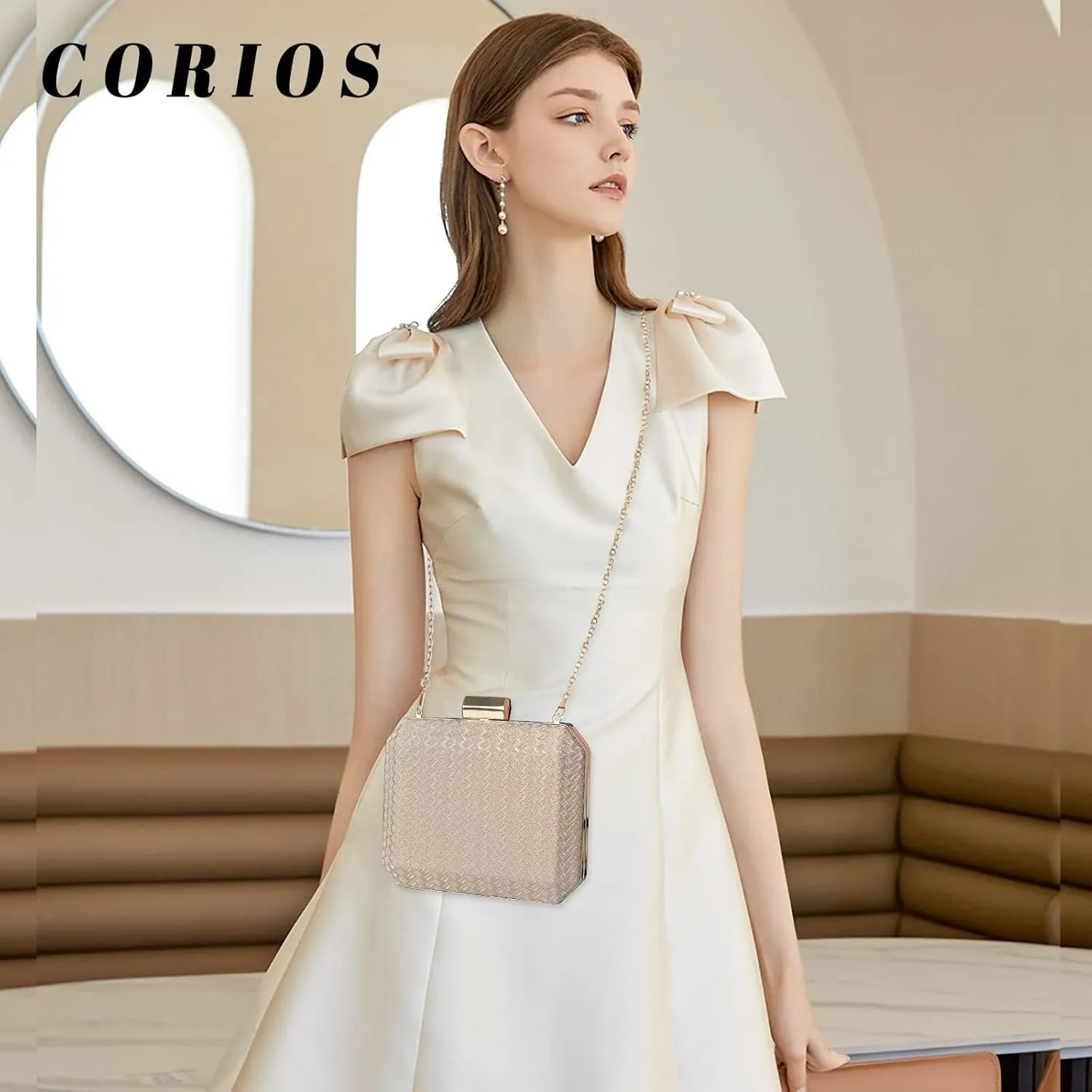 Bridal Wedding Purse Shoulder Elegant Crossbody Small Evening for Women Glitter Clutch Sparkly Handbag