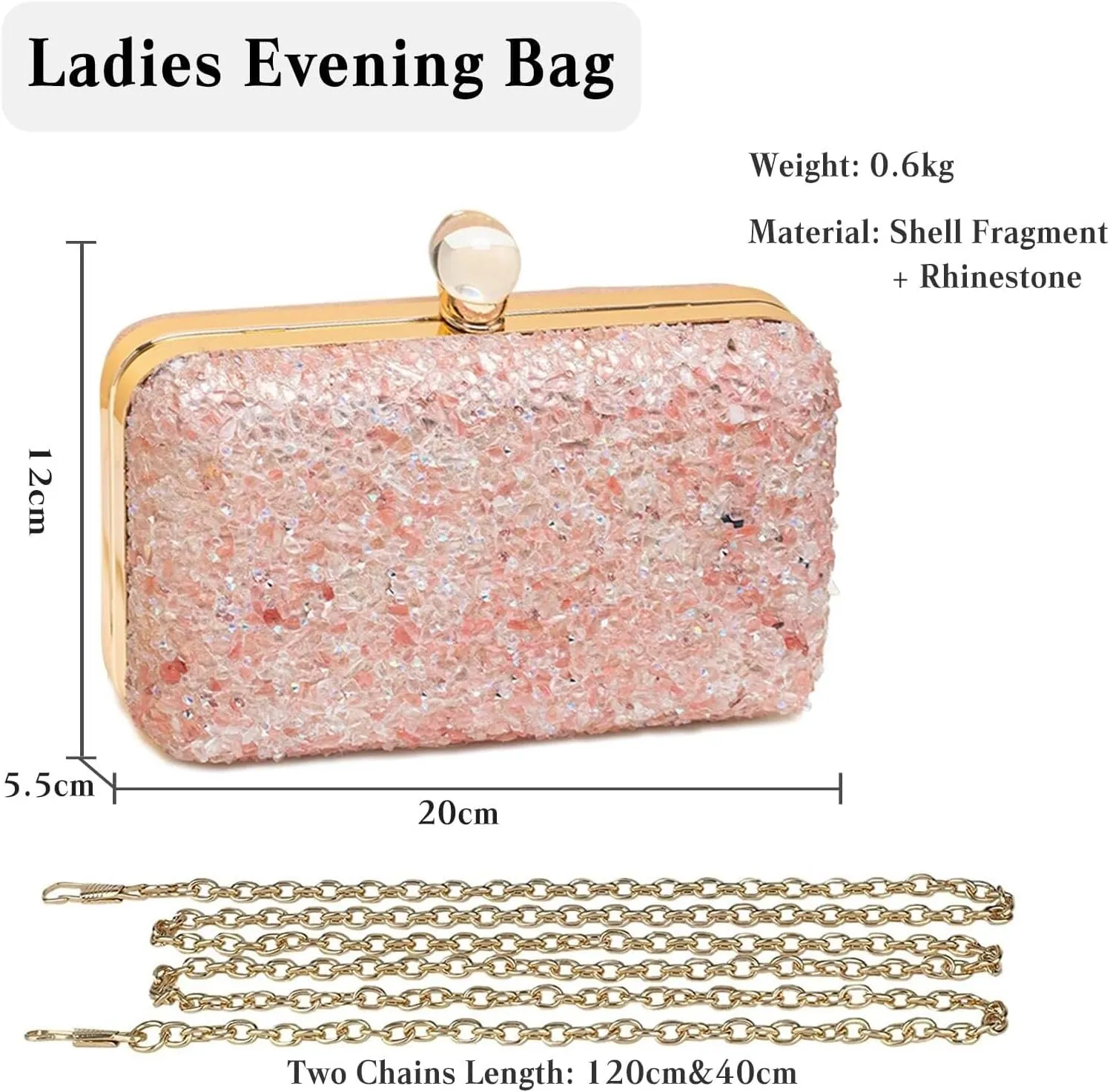 Bridal Wedding Purse Sparkly Crossbody Elegant Shoulder Women Evening Rhinestone Clutch Ladies Handbag