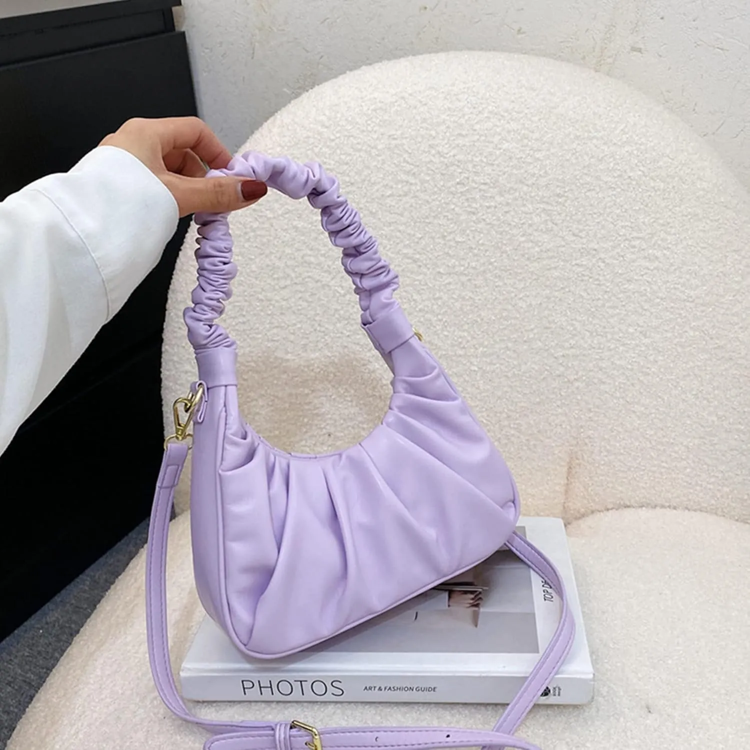 Button-Closure Shoulder Bag - Women's Small Trendy Tote with Crossbody & Clutch Function