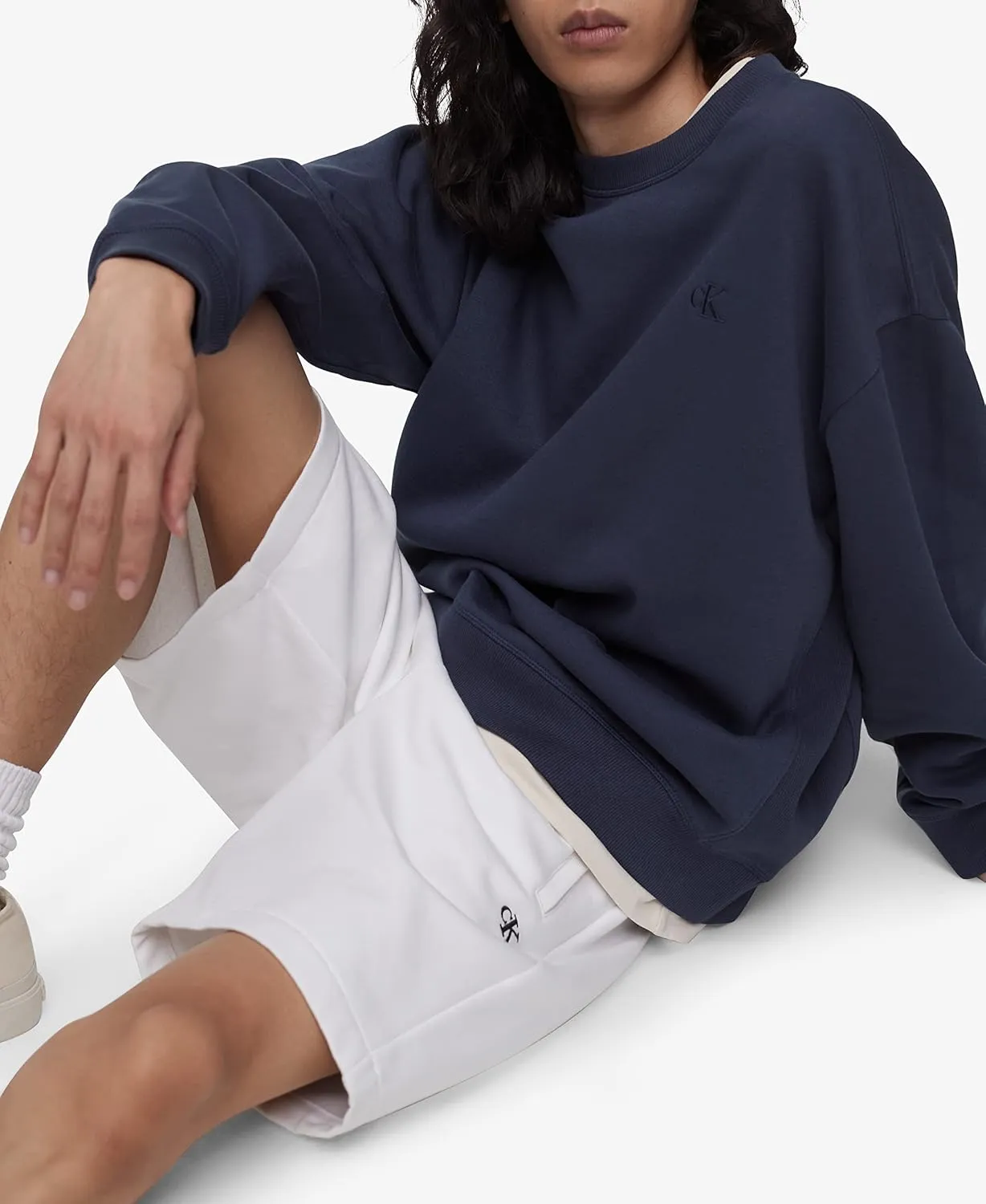 Calvin Klein Men's Relaxed Fit Monogram Logo Fleece Sweatshirt