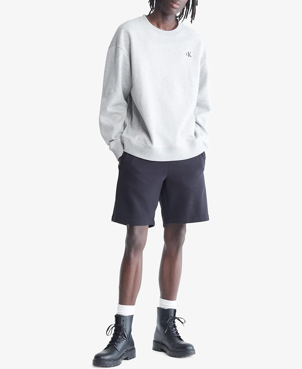 Calvin Klein Men's Relaxed Fit Monogram Logo Fleece Sweatshirt