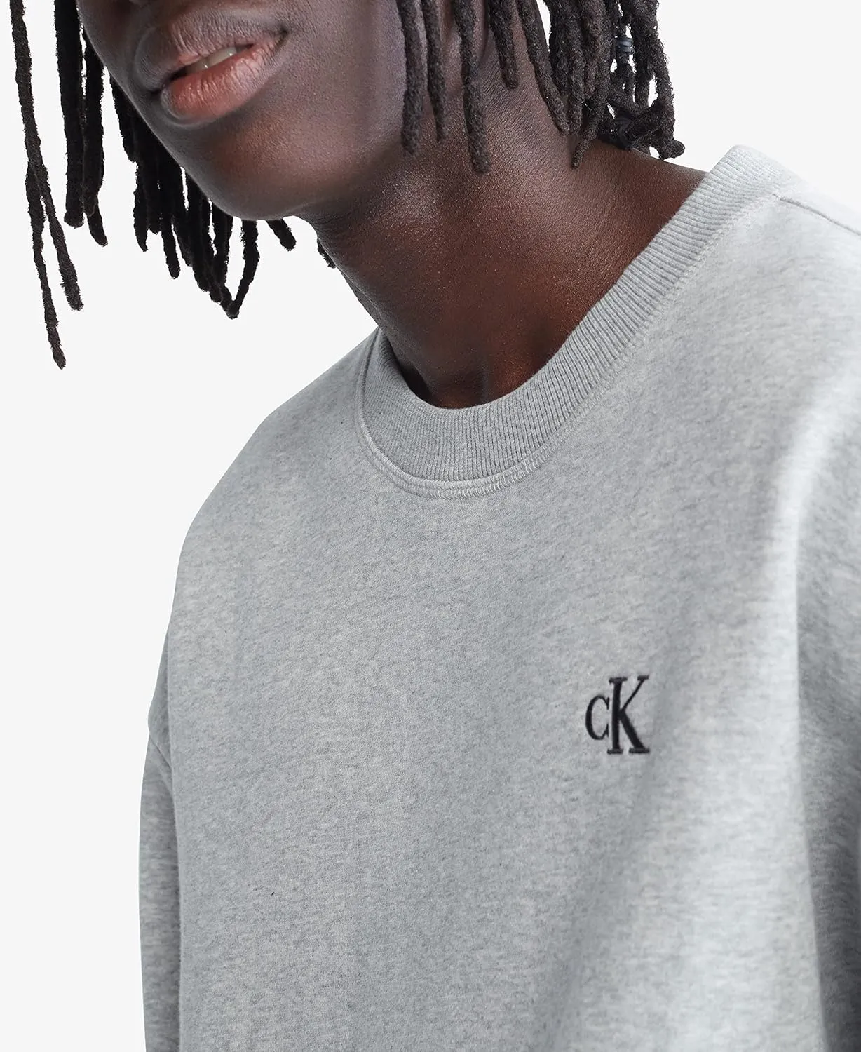 Calvin Klein Men's Relaxed Fit Monogram Logo Fleece Sweatshirt