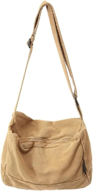 Canvas Messenger Bag Large Hobo Shoulder Crossbody Bags for Women Trendy Tote Bags Purse Travel Shopping