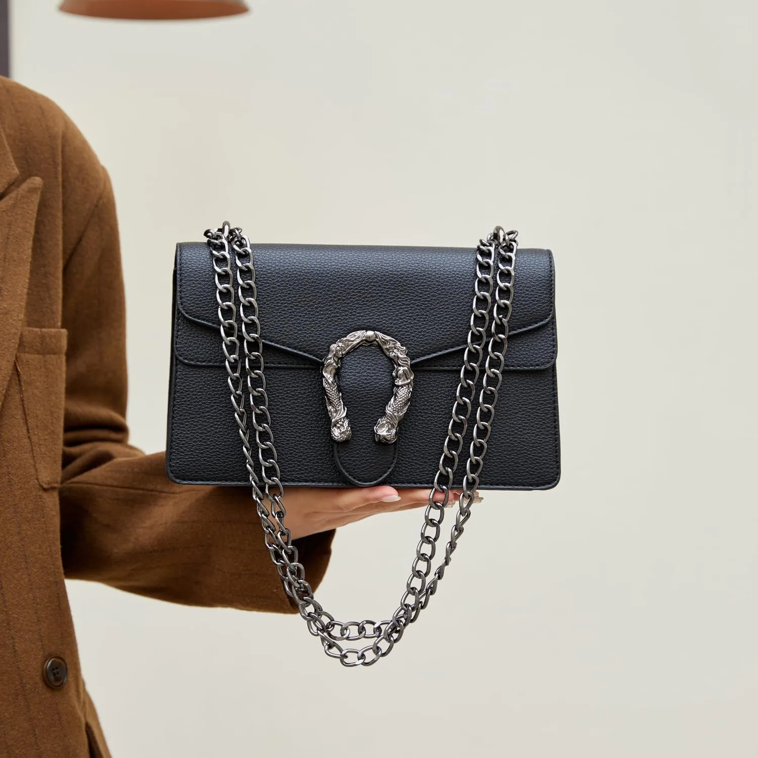 Chain Crossbody Bags Purses for Women Trendy,Fashion Evening Bags Satchel Handbags,Cute Vegan Shoulder Bag