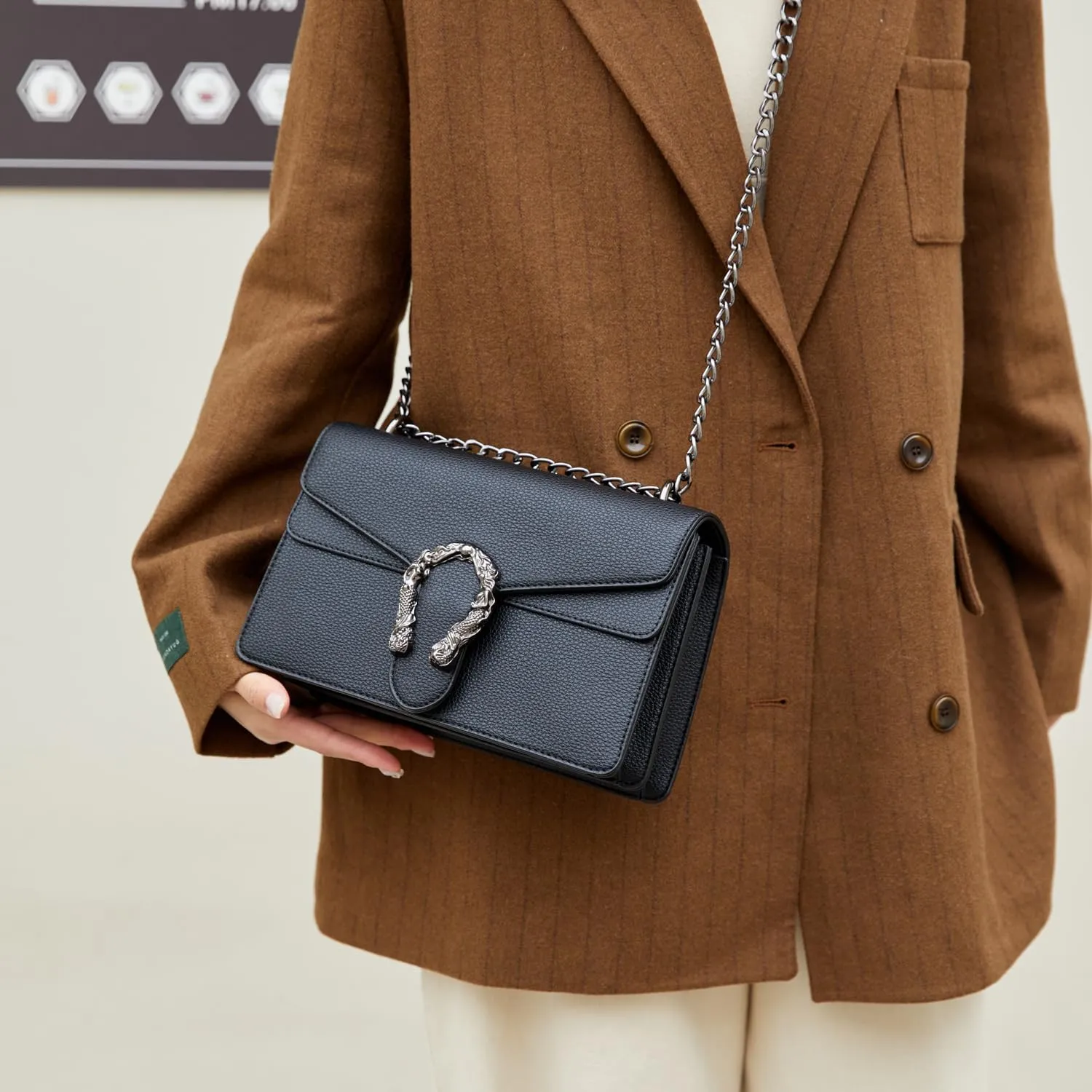 Chain Crossbody Bags Purses for Women Trendy,Fashion Evening Bags Satchel Handbags,Cute Vegan Shoulder Bag
