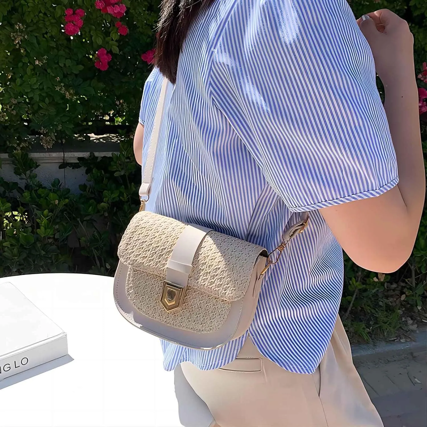 CHARMORE Crossbody Bag for Women Small Straw Beach Shoulder Bag Stylish Woven Bags Travel Handbags