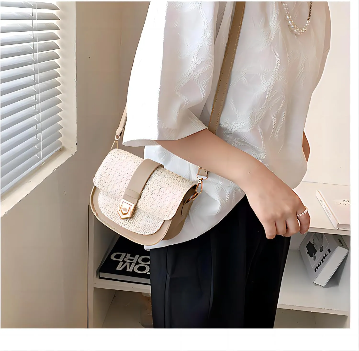 CHARMORE Crossbody Bag for Women Small Straw Beach Shoulder Bag Stylish Woven Bags Travel Handbags