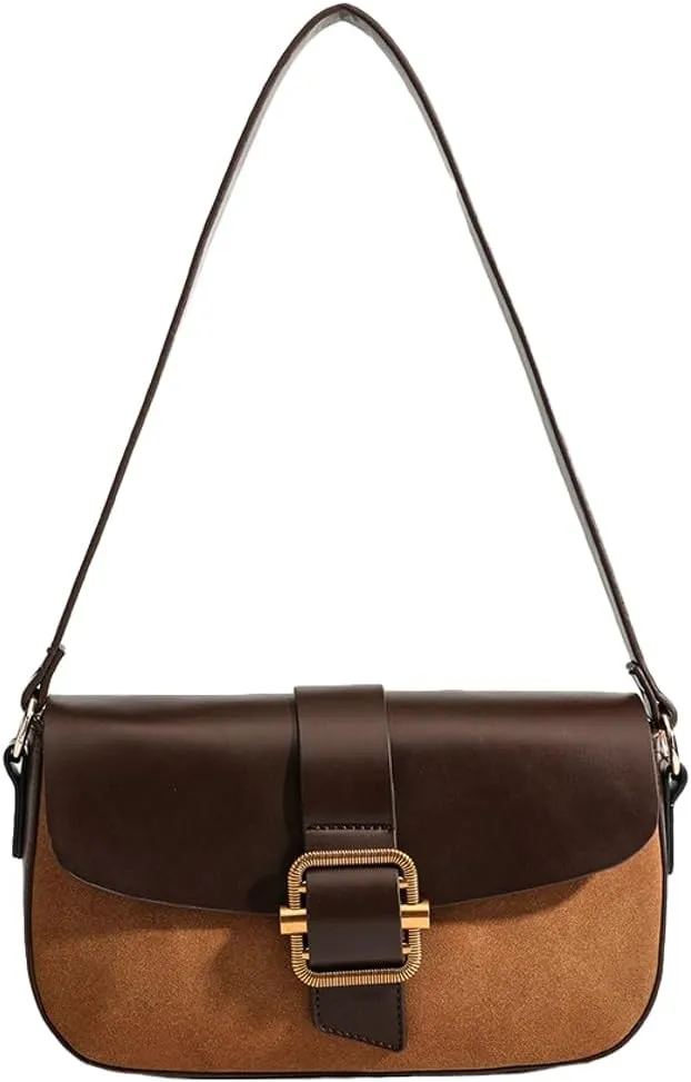 Chic Crossbody Shoulder Bags for Women Vegan Leather Purses Small Designer Handbags Color-Block Tote Satchel